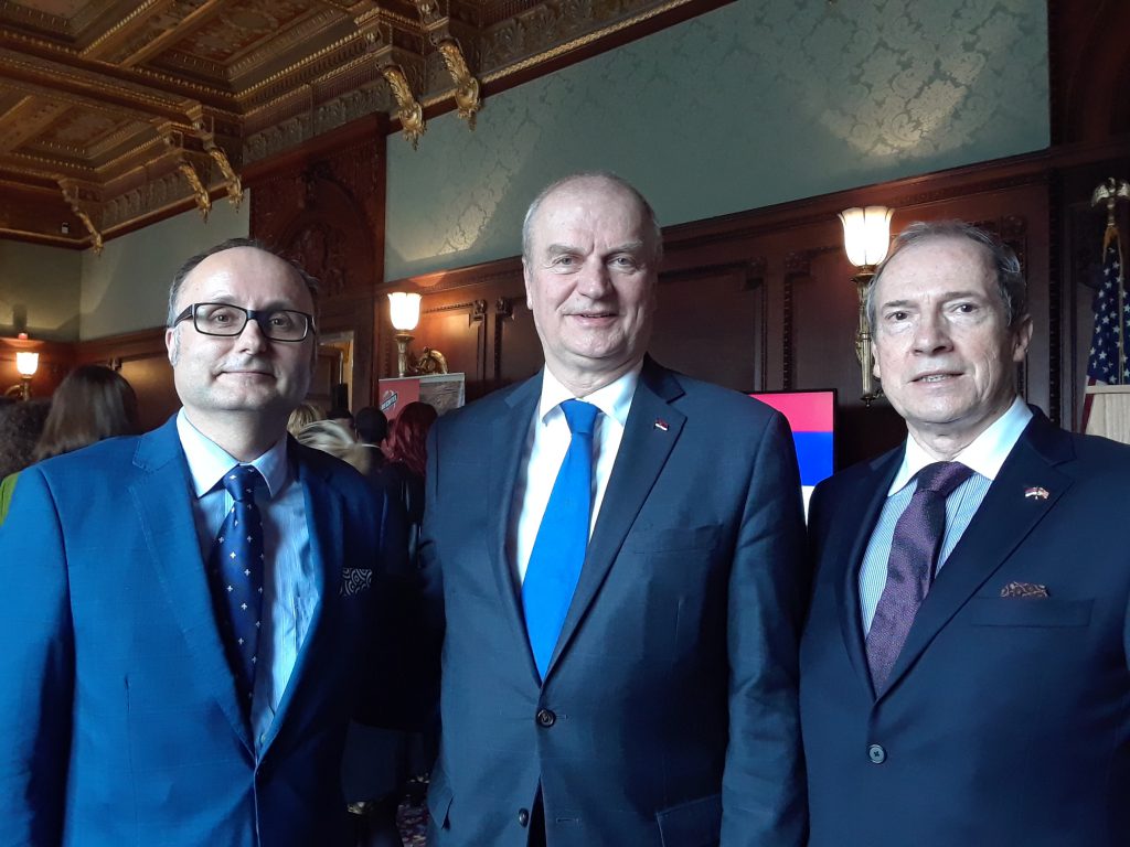 Milos Rastovic with the Ambassador of Serbia and the Vice President of the Serbian National Defense Council
