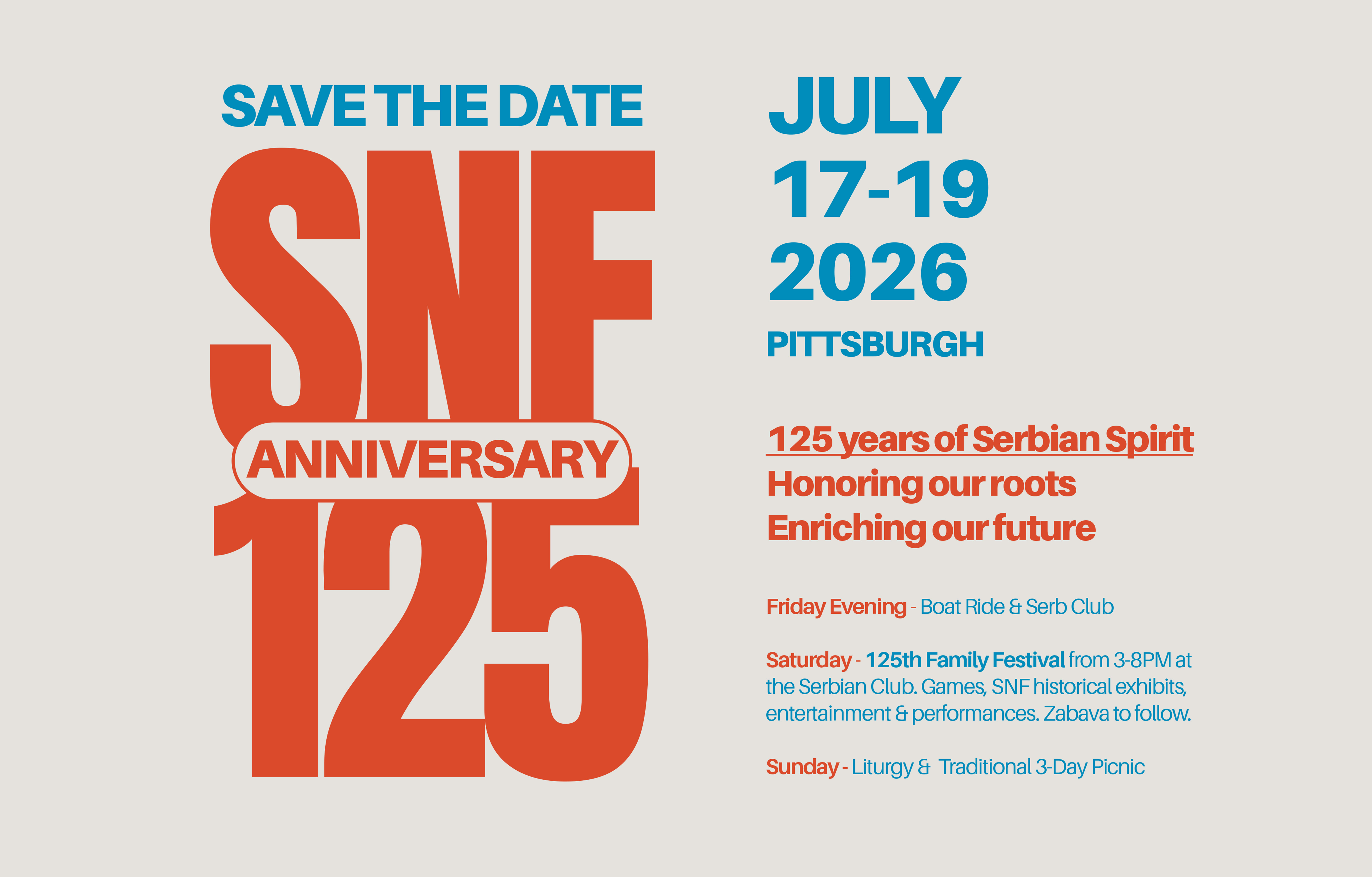 SNF 125th Anniversary Celebration Flyer